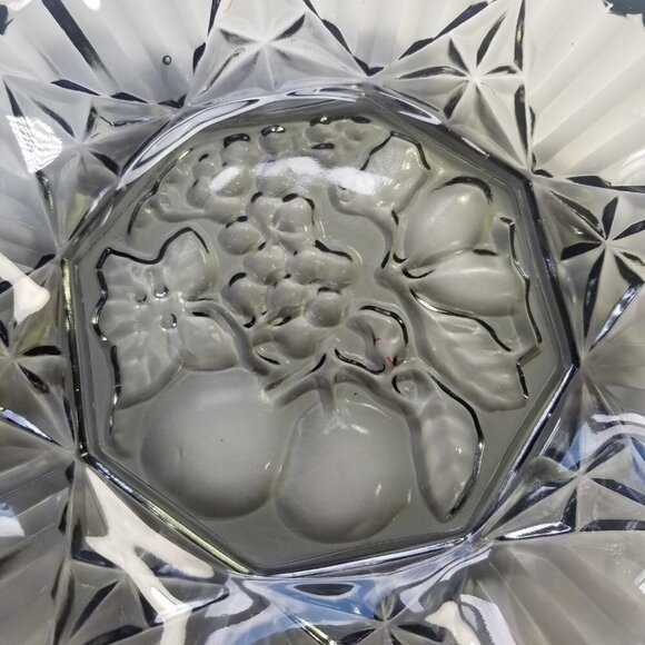 Vintage Glass Dish Ruffled Bowl Federal Pioneer Fruit Pattern 11" Centerpiece - Picture 7 of 16